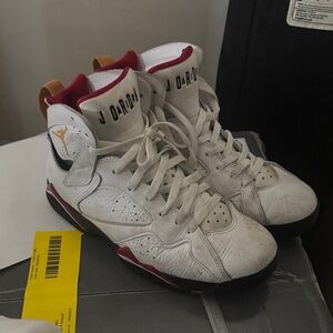 Jordan 7s Men's White and Red High-Top Sneakers